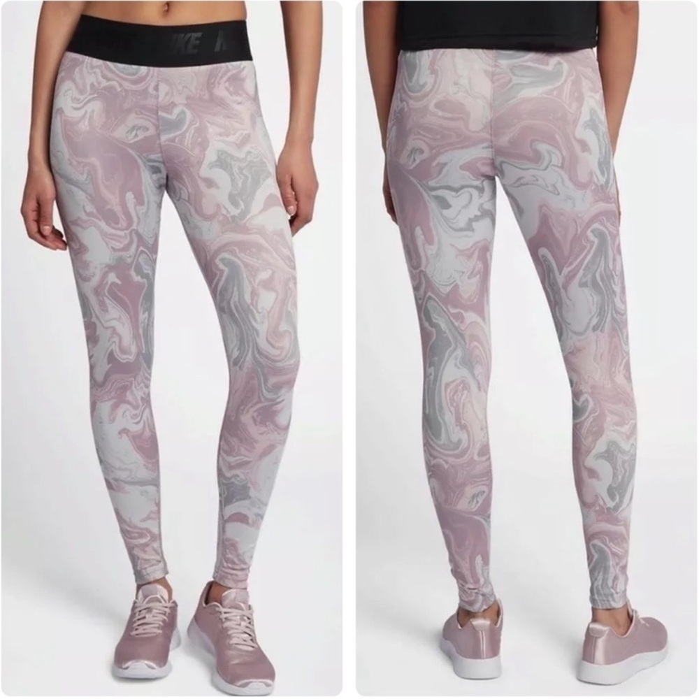 Nike Leg-A-See Pink Gray Marble Leggings Size XS